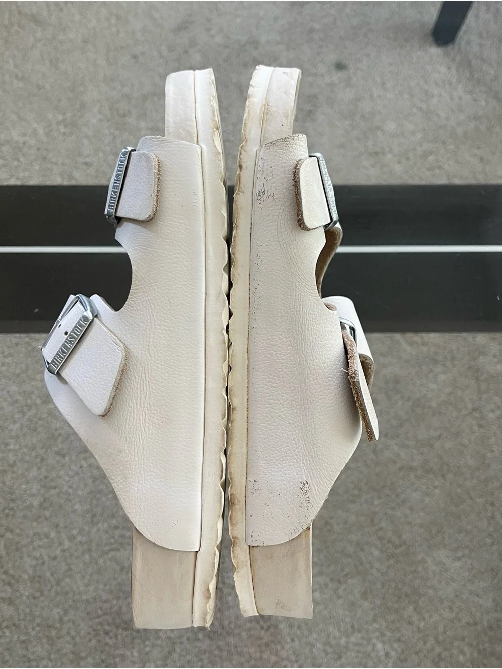 Birkenstock Arizona Birko-Flor Leather White Mens US 9 Womens US 11 EU 42 Comfy
